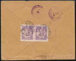 1921 Ajánlott levél Koronás Madonna 1000K párral bérmentesítve