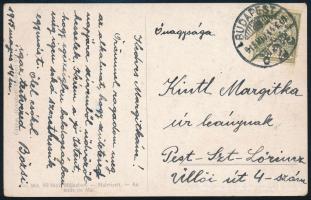 1915 Képeslap Turul 5f bérmentesítéssel, MÁH perfinnel