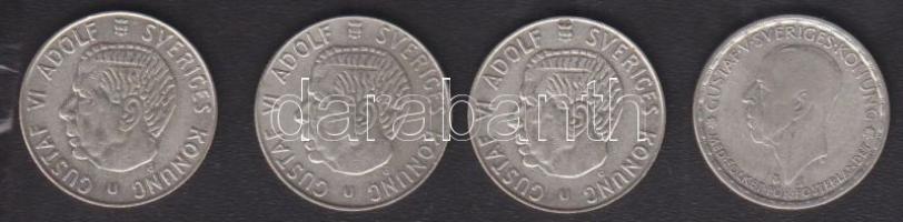 Svédország 1946. 1K Ag + 1936-65 1K VI.Gusztáv Ag (3x) T:3,3+