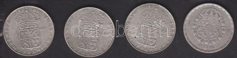 Svédország 1946. 1K Ag + 1936-65 1K VI.Gusztáv Ag (3x) T:3,3+