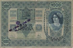 1902 1000K lila szerb felülbélyegzéssel / with Serbian overstamp T:III-