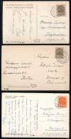 1939-1943 5 db képeslap kétnyelvű bélyegzéssel, köztük mozgóposta is