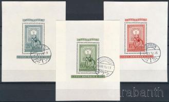 1951 80 éves a magyar bélyeg blokksor (51.000) / Mi 20-22 block set