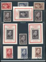 1949-1953 Sztalin tétel: 3 db blokk, 3 db bélyeg, fogazott és vágott sor