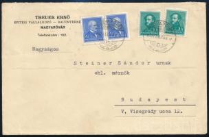 1937 Levél bélyegzett levélzáróval, "MAGYARÓVÁR" - Budapest