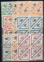 1952 Madarak sor nyolcastömbökben, közte fordított párok / Mi 1230-1240 blocks of 8