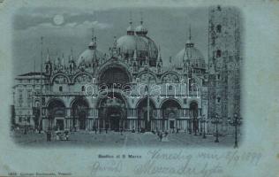 1899 Venice, Venezia; Basilica di S. Marco, night