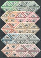 1952 Madarak sor hatostömbökben, közte fordított párok / Mi 1230-1240 blocks of 6
