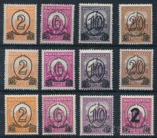 1931-1932 Kisegítő I. 2 db sor 15-ös és 14 : 14 1/4 fogazással + IX. vízjelű sor 15-ös fogazással + 1932 Kisegítő II. bélyeg