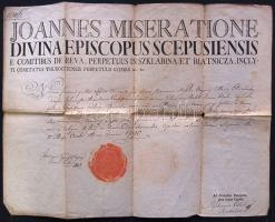 1790 gróf Révay János szepes megyei püspök által kiállított és aláírt oklevél / Warrant signed by th...