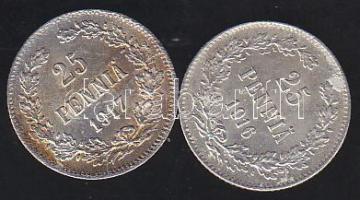 Finnország/Nagyhercegség 1916-17. 25p Ag (2x) T:1,2