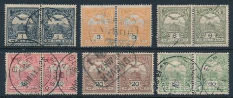 1908 Turul 1f, 3f, 6f, 10f, 20f, 60f párok