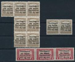 Nyugat Magyarország (I.) 1921 Arató 20f, Parlament 1K 11 db bélyeg hármaslyukasztással, mind Bodor vizsgálójellel