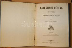 Az 1848-ban indított Katholikus Néplap 6 teljes évfolyama korabeli papírkötésben, kiváló állapotban 10., 11., 12., 15., 19., 20. évfolyamok