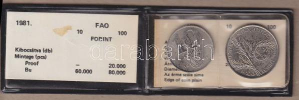 1981. 10Ft + 100Ft "FAO" pár T:BU Eredeti tokban, tanúsítvánnyal!