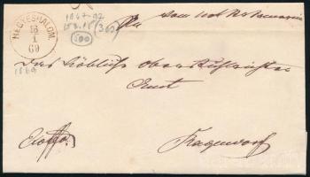 1869 Hivatalos levél "HEGYESHALOM" - "RAJKA"