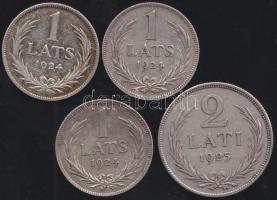 Lettország 1924. 1L Ag (3x), 1925. 2L Ag T:2,3