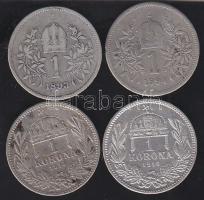 1893-1894. + 1914-1915. 1K (4x) Ag "Ferenc József" T:2,3