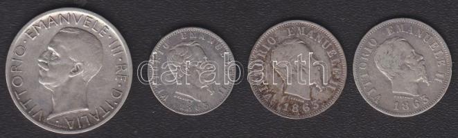 Olaszország 1863MBN 50c Ag (2x), 1863MBN 20c Ag, 1927R 5L Ag T:2/3,3