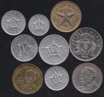 Kuba 9db klf forgalmi fémpénz T:vegyes