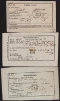 1854-1867 3 db feladási vevény NEUSIEDL/AM SEE, DEBRECZIN/BH., PESTH/VASP.