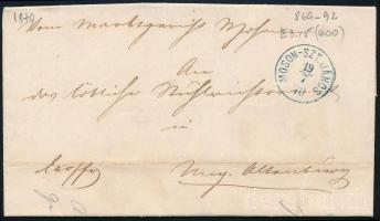 1870 Hivatalos levél kék "MOSON-SZT.-JÁNOS" bélyegzéssel (Gudlin 600 p) + "MAGY.ÓVÁR" - MOSONY / WIESELBURG