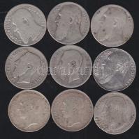Belgium 1886-1912 50c Ag (9x) T:3,3/4