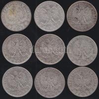 Lengyelország 1932-34. 2Zl Ag, (9x) T:3