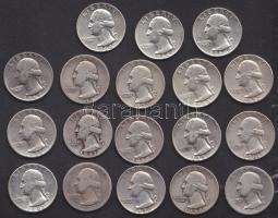 USA 1940-1964 1/4$ Ag "Washington" (18x) 9klf évszámmal T:2/3,3