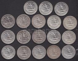 USA 1940-1964 1/4$ Ag "Washington" (18x) 9klf évszámmal T:2/3,3