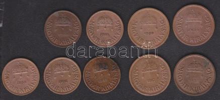 1927-1939. 1f (5x) + 2f (4x) klf évszámokkal T:2,2-