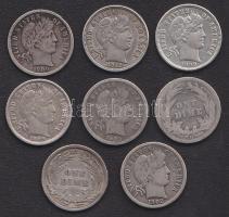USA 1899-1912 "Barber Dime" Ag (8x) 6klf évszámmal! T:1,2/3,3