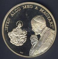 1991. "Napjaink magyar történelme - II. János Pál Pápa látogatása-Budapest" nagyalakú, piefort (vastag), aranyozott emlékérem T:PP