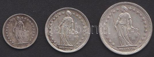 Svájc 1942. 1/2Fr Ag, 1943. 1Fr Ag, 1947. 2Fr Ag T:3,2/2-,2-/3 ph.