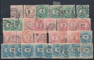 színesszámú krajcáros bélyeg 2kr, 3kr, 5kr, 10kr