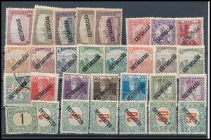 1918-1919 Köztársaság bélyegek és Portó 1f, 30 db bélyeg stecklapon