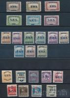 SHS 1918 24 db bélyeg 3 db stecklapon, Bodor vizsgálójellel