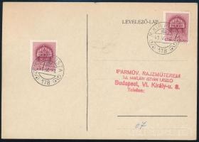 1941 Levelezőlap "M. KIR. POSTA 178" szükségbélyegzéssel