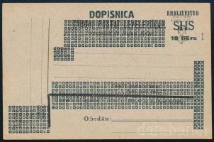 SHS 1918 Felülnyomott díjjegyes levelezőlap, használatlan, Bodor vizsgálójellel