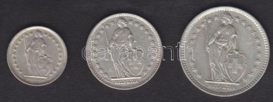 Svájc 1959. 1/2Fr Ag, 1960. 1Fr Ag, 1961. 2Fr Ag T:2-/3+