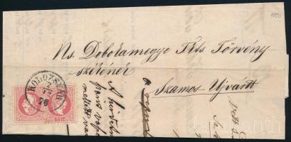 1870 2 x 5kr dupla súlyú távolsági levél "KOLOZSVÁR" - SZÁMOS ÚJVÁR" Sign: Ferchenbauer