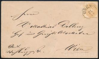 1863 15kr halvány árnyalatban levélen OFEN WIEN