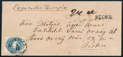 1863 Ajánlott levél 10kr + 10kr fehér sas bérmentesítéssel Miskolcz