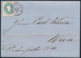 1863 Levélen 15kr kimaradt foglyukakkal "TEMESVÁR B.H." - "WIEN"