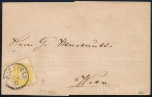 1862 Levélen 2kr sárga HACZFELD - WIEN