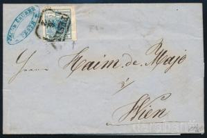 1855 Levél 9kr HP III b kis lemezhibás bélyeggel bérmentesítve \"PESTH\" - \"WIEN\"