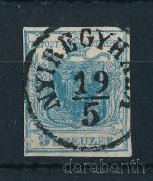 1850 9kr HP II kiemelt középrésszel "NYÍREGYHÁZA"