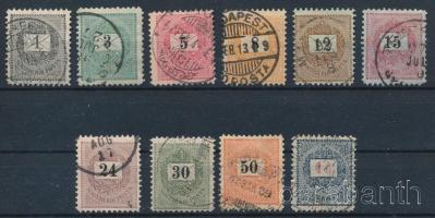 1889 10 értékes krajcáros sor 11 1/2 fogazással