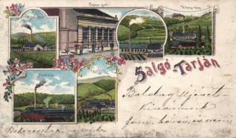 1899 Salgótarján Acél- és Cognac-gyár, Villanytelep, Üveghuta, Vasöntöde és a Károlyakna litho (EB)