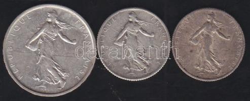 Franciaország 1914. 1Fr Ag (2x) + 1962. 5Fr Ag T:2,3